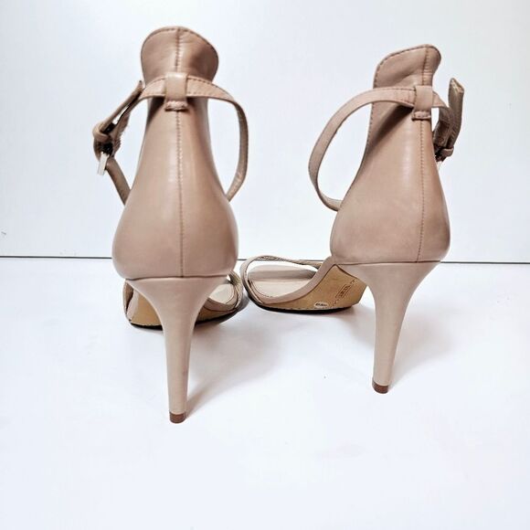 Vince Camuto Nude Court Leatjer Stiletto Sandals Size 10 LIKE NEW! - Picture 5 of 9